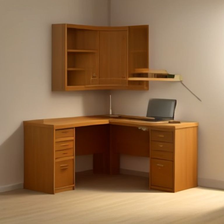 MS Space-Saving Corner study Teak Wood (Beige Gold) - 97