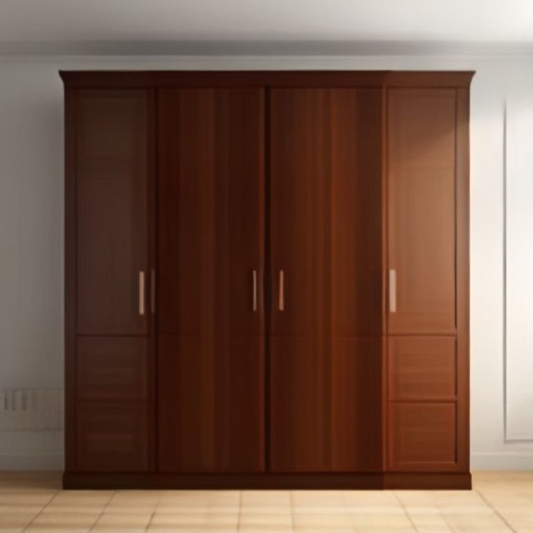 MS Solid Pine Wood Wardrobe Engineered Wood (Mahogany Dark) - 11