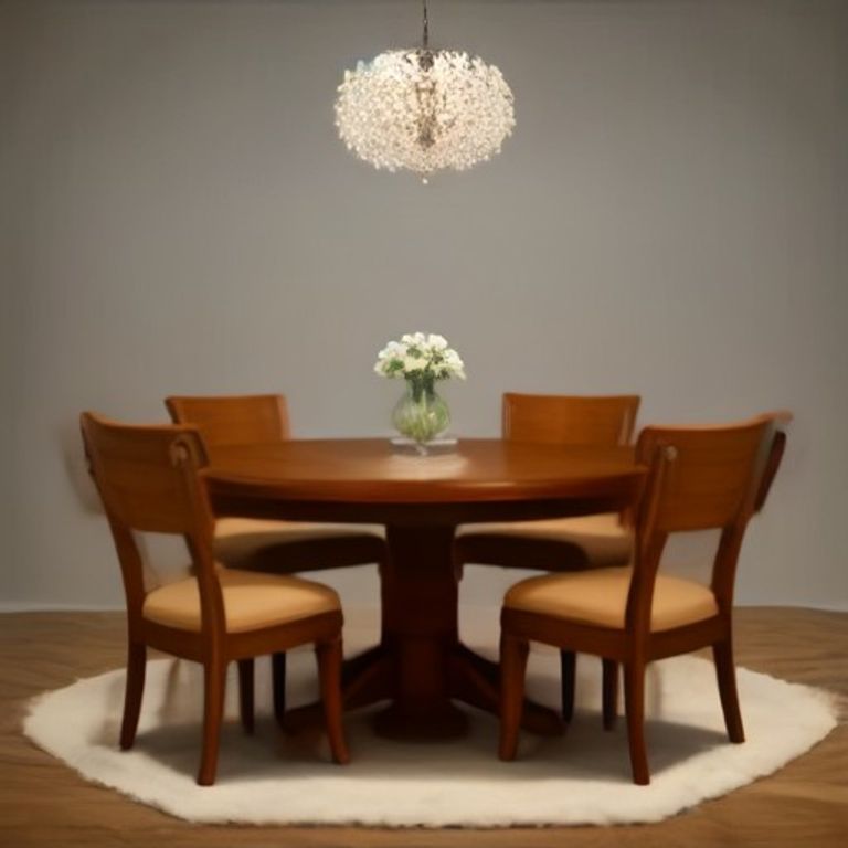 MS Nordic Round Dining Table Teak Wood (Imperial Walnut) - 35