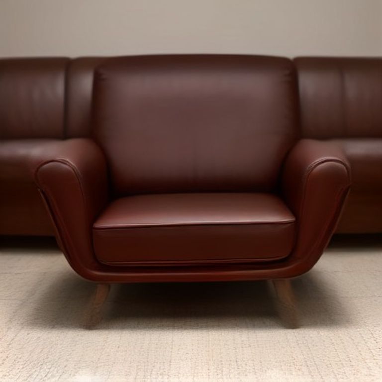 MS Solid Wood Frame Lounge Genuine Leatherette (Mahogany Dark) - 61