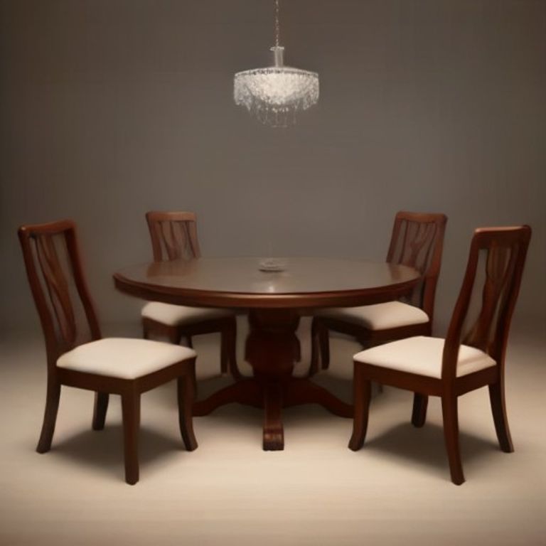 MS 4-Seater Compact Glass Top Teak Wood (Imperial Walnut) - 62
