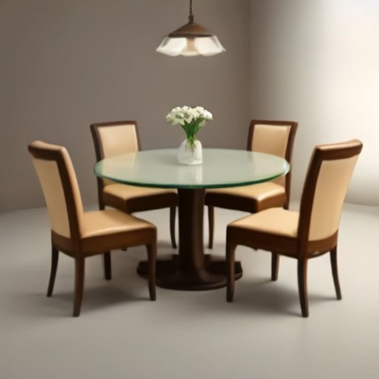 MS 4-Seater Compact Glass Top Genuine Leatherette (Classic Tan) - 76